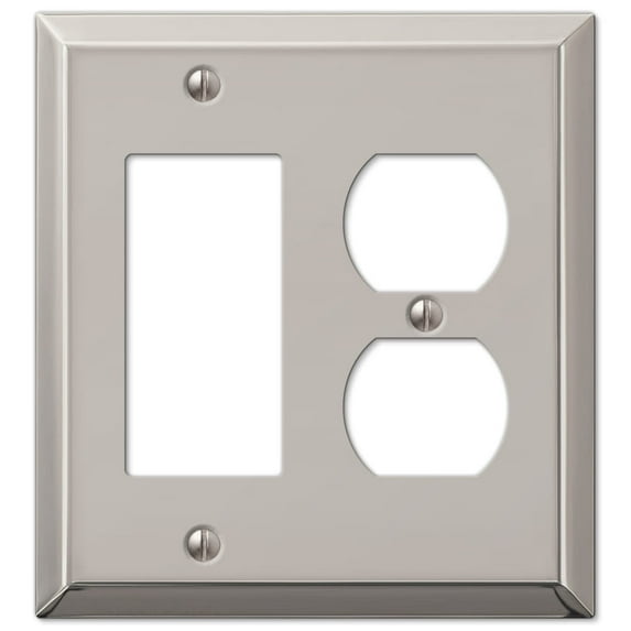 Amerelle, 163RDPN Century Wallplate, 1 Rocker / 1 Duplex, Steel, Polished Nickel, 1-Pack