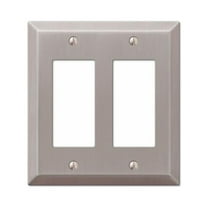 Amerelle 163RRBN Century Wall Plate, Brushed Nickel, Steel, 2 Rocker - Quantity 3
