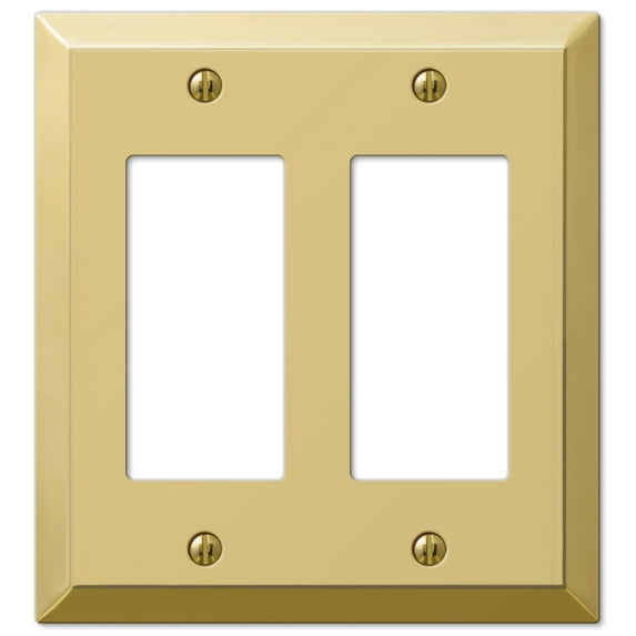 Amerelle 163RRBR Century Wallplate, 2 Rocker, Steel, Polished Brass, 1-Pack