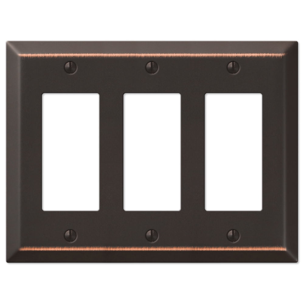 Aged Bronze Triple Rocker Steel Wallplate