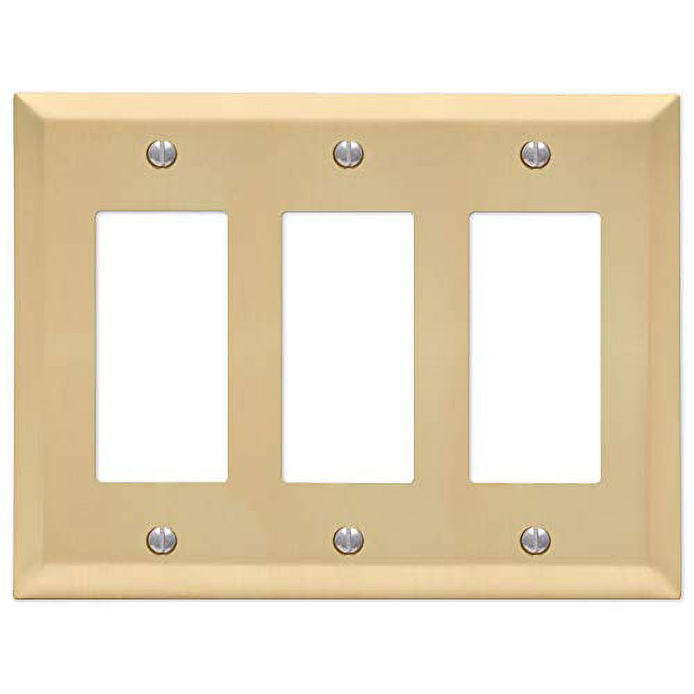 Satin Brass 3 Gang Triple Rocker Steel Wall Plate