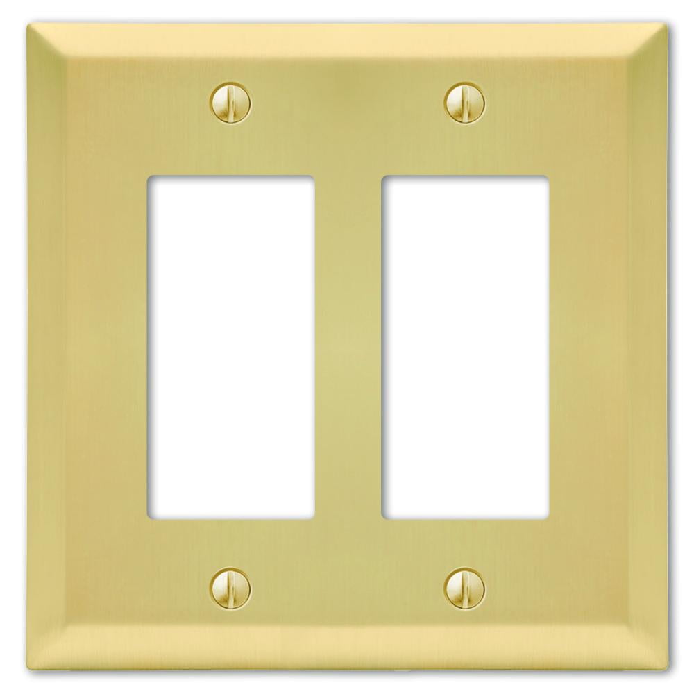 Amerelle Satin Brass 2 Gang Stamped Steel Decorator Wall Plate
