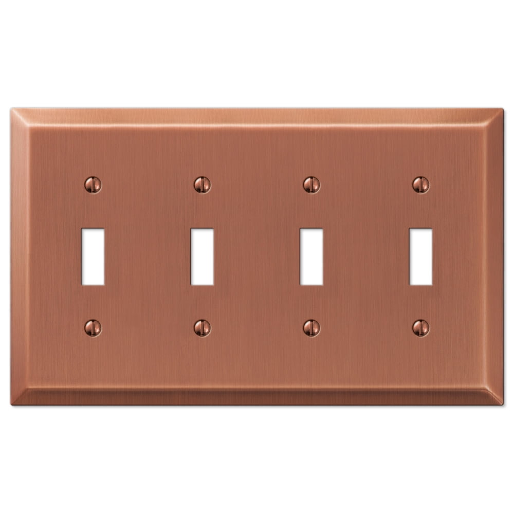 Antique Copper Quad Toggle Steel Wall Plate