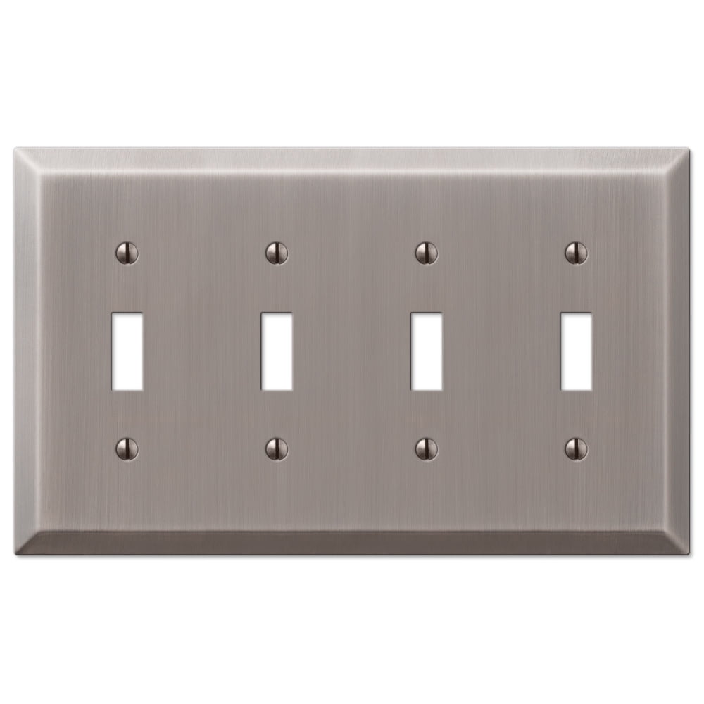 Amerelle 163T4AN Century Wallplate, 4 Toggle, Steel, Antique Nickel, 1-Pack