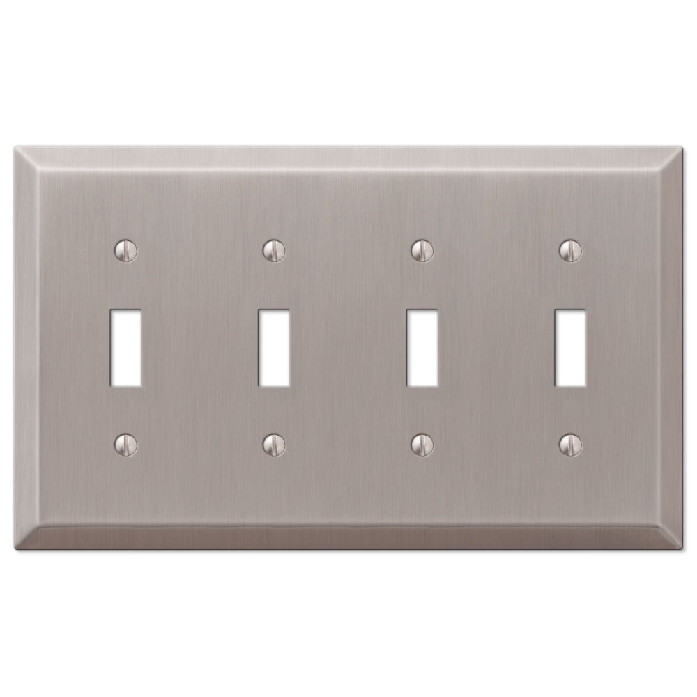 Brushed Nickel Quad Toggle Steel Wallplate