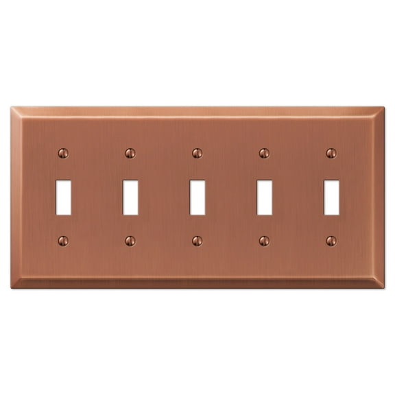 Amerelle 163T5AC Century Wallplate, 5 Toggle, Steel, Antique Copper, 1-Pack