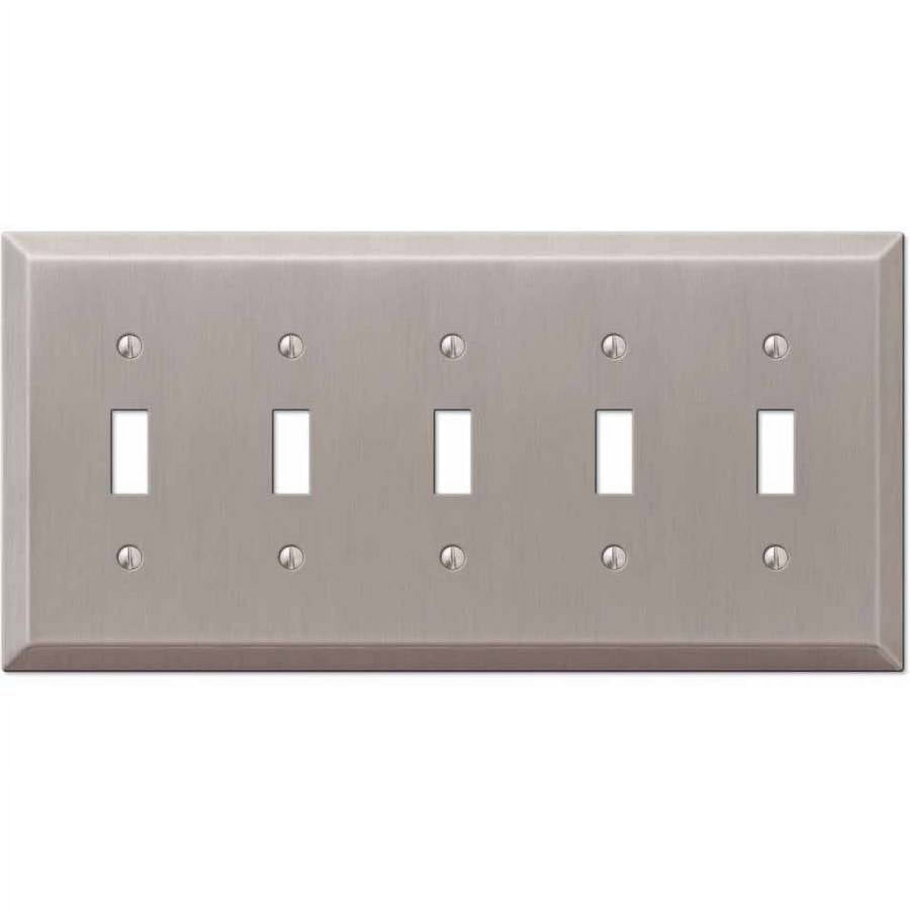 Brushed Nickel Steel 5 Toggle Wall Plate
