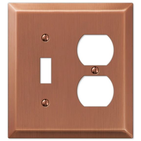 Amerelle 163TDAC Century Wallplate, 1 Toggle / 1 Duplex, Steel, Antique Copper, 1-Pack