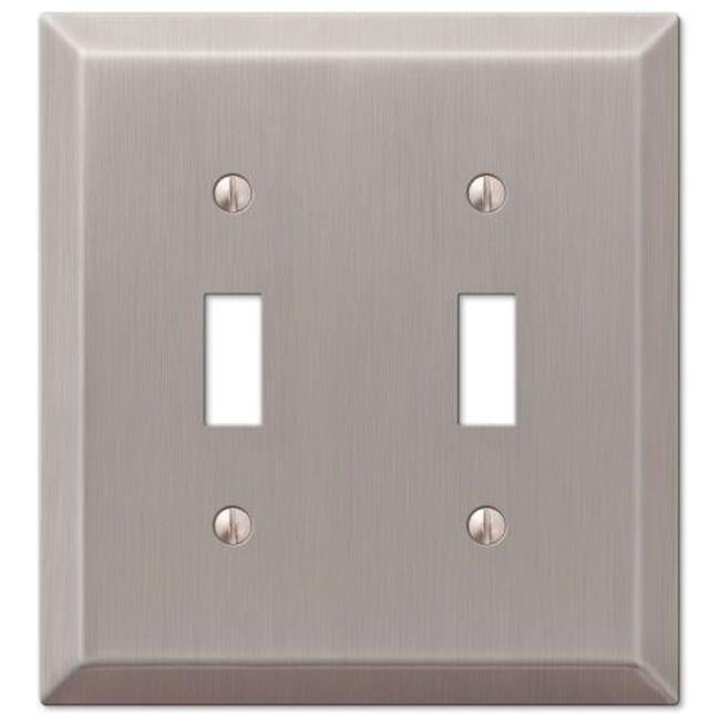 Brushed Nickel 2-Gang Stamped Steel Toggle Wall Plate