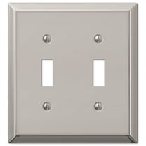 Amerelle 163TTPN Century Wallplate, 2 Toggle, Steel, Polished Nickel, 1-Pack