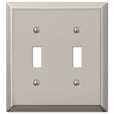 Amerelle 163TTPN Century Wallplate, 2 Toggle, Steel, Polished Nickel, 1-Pack