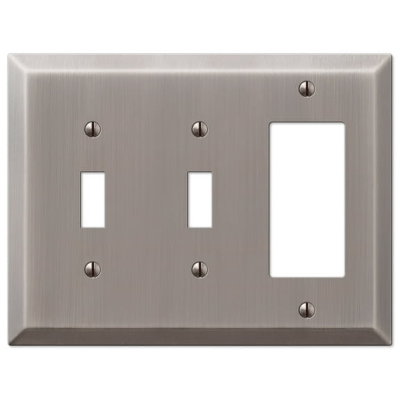 Amerelle 163TTRAN, Century Wallplate, 2 Toggle/ 1 Rocker, Steel, Antique Nickel, 1-Pack