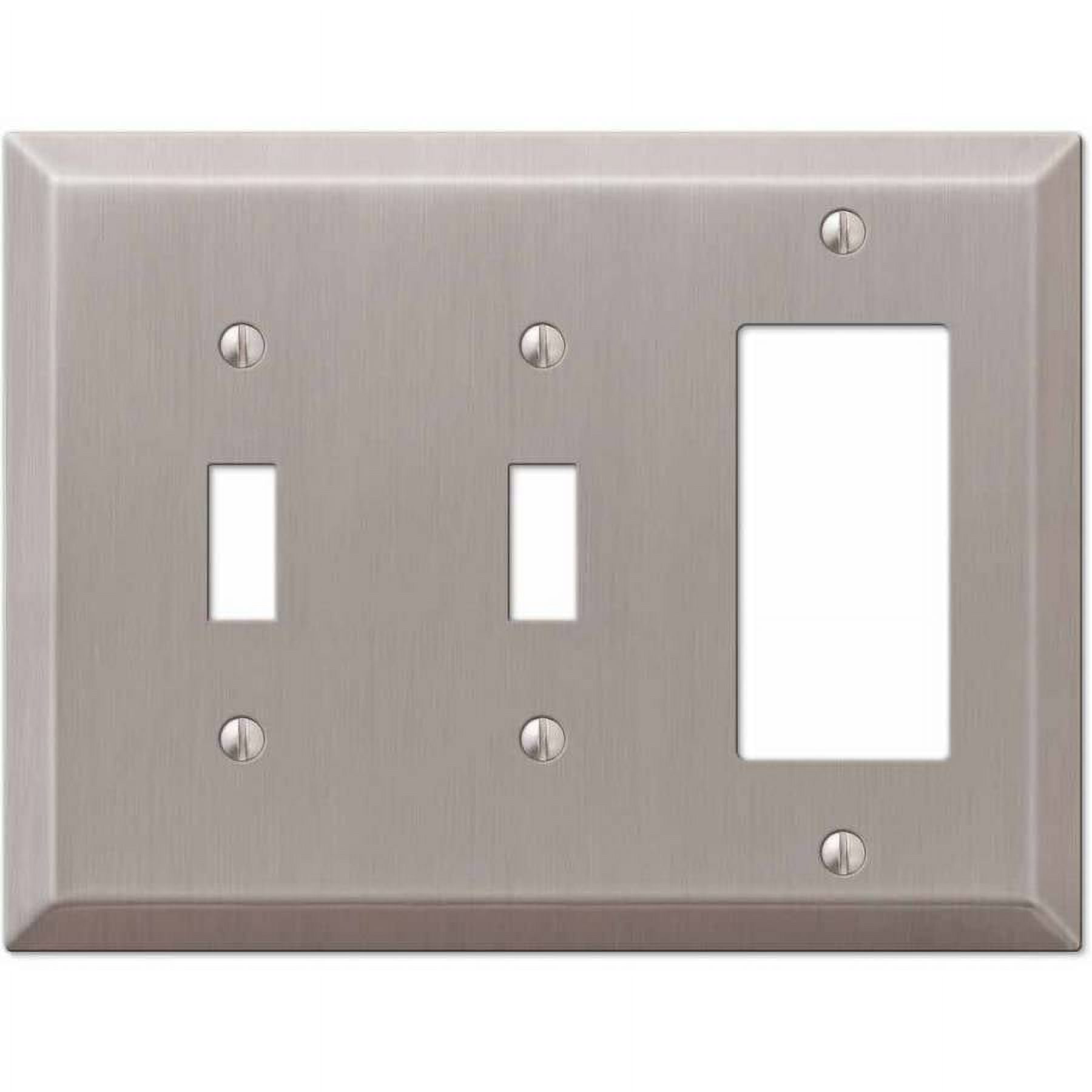 Brushed Nickel 3-Gang Double Toggle Single Rocker Steel Wall Plate