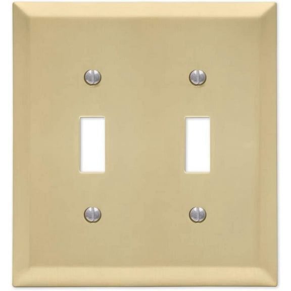 Amerelle 163TTSB Moderne Wallplate 2 Toggle Steel Polished Brass 1-Pack