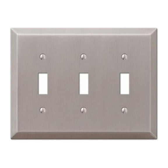Amerelle 163TTTBN Century Wall Plate, Brushed Nickel, Steel, 3 Toggle - Quantity 3