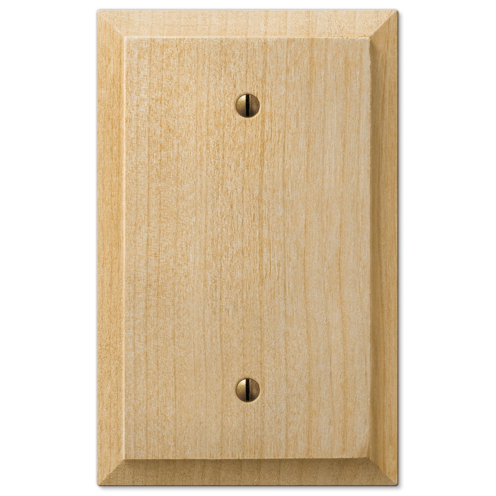 Unfinished Light Brown Wood Single Blank Wallplate