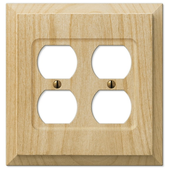Amerelle 180DD Baker Wallplate, 2 Duplex, Wood, Unfinished Wood, 1-Pack