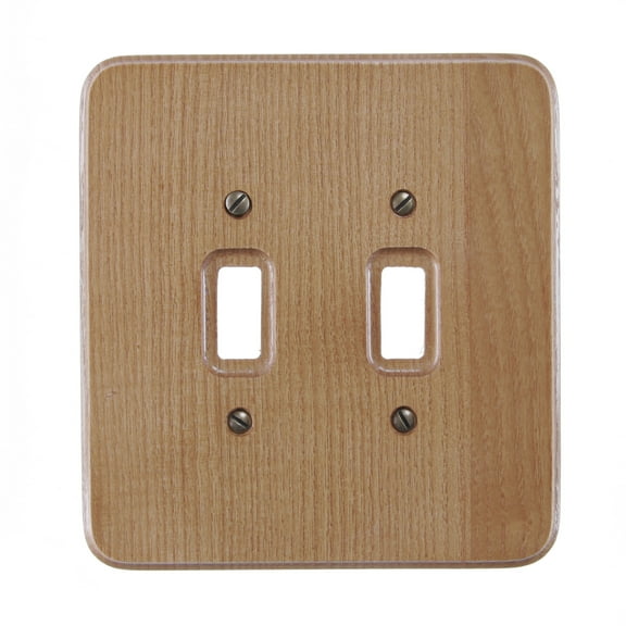 Amerelle 196TT Natural Wallplate, 2 Toggle, Wood, Light Oak, 1-Pack