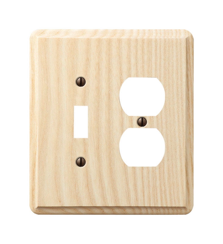 Unfinished Ash Wood Beige 2-Gang Duplex/Toggle Wall Plate
