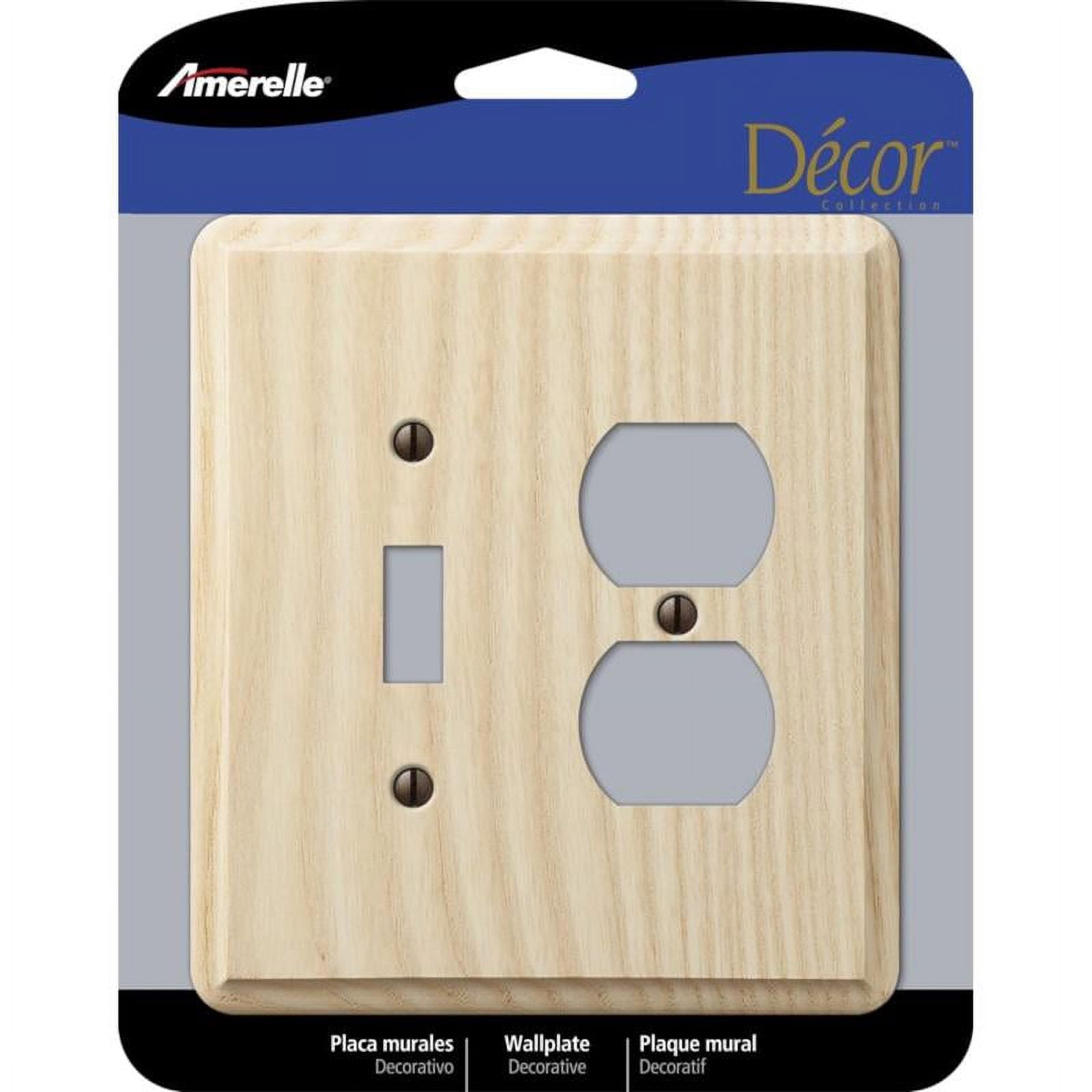 Unfinished Ash Wood Beige 2-Gang Duplex/Toggle Wall Plate