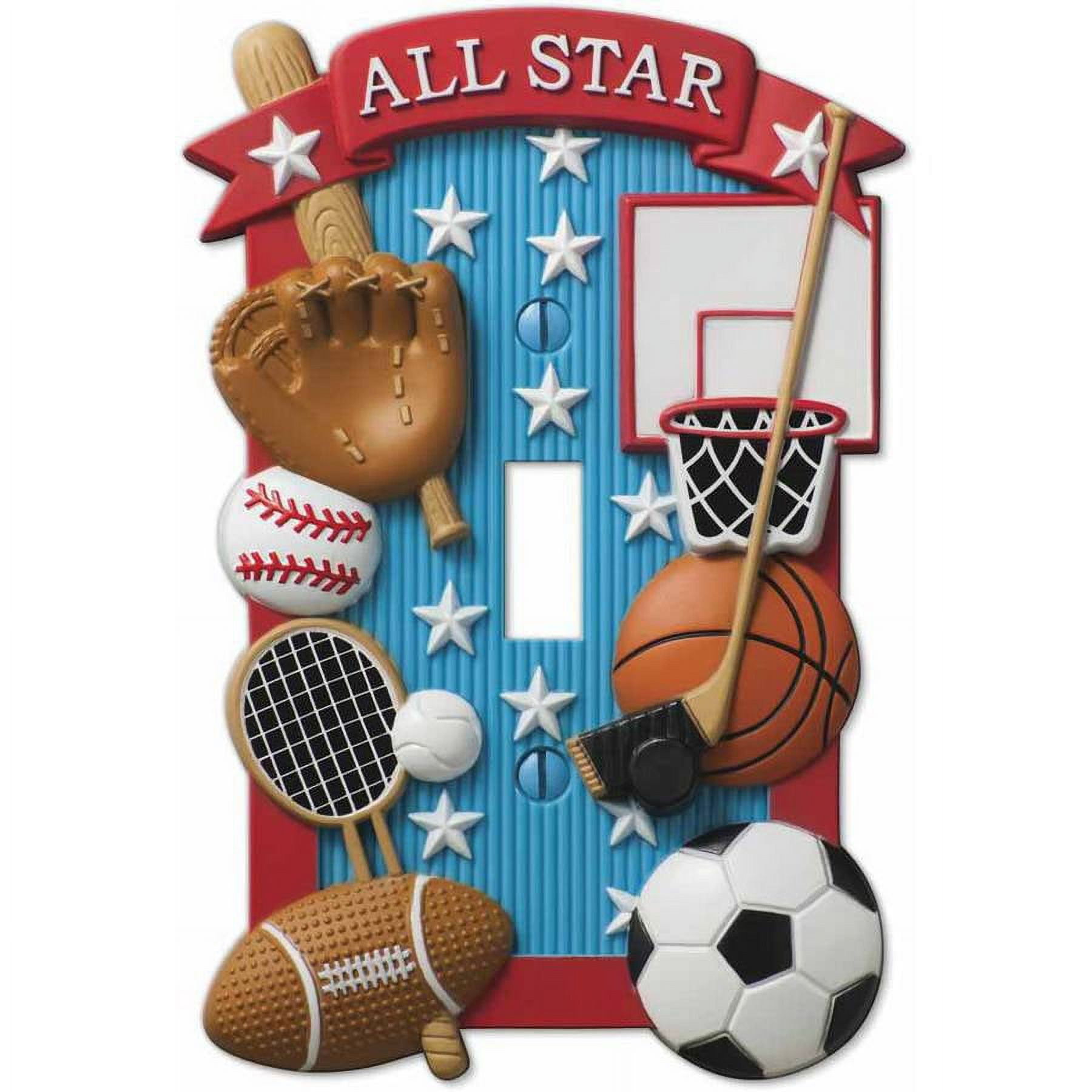 All-Star Sports Themed Hand-Painted Toggle Wall Plate