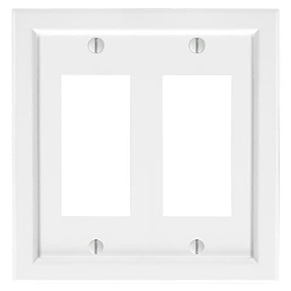 Amerelle 200RRW Shaker Wallplate, 2 Rocker, Wood, White, 1-Pack