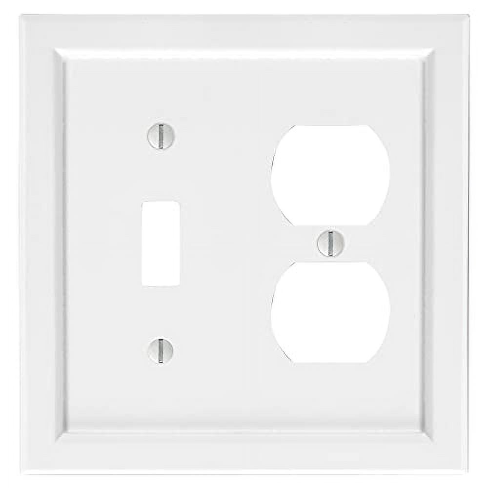 White Wood 2-Gang Toggle and Duplex Wall Plate
