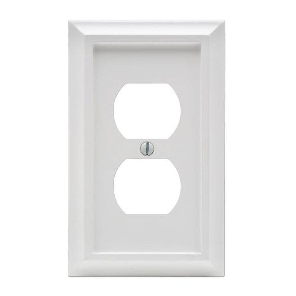 White Wood 1-Gang Duplex Outlet Wall Plate