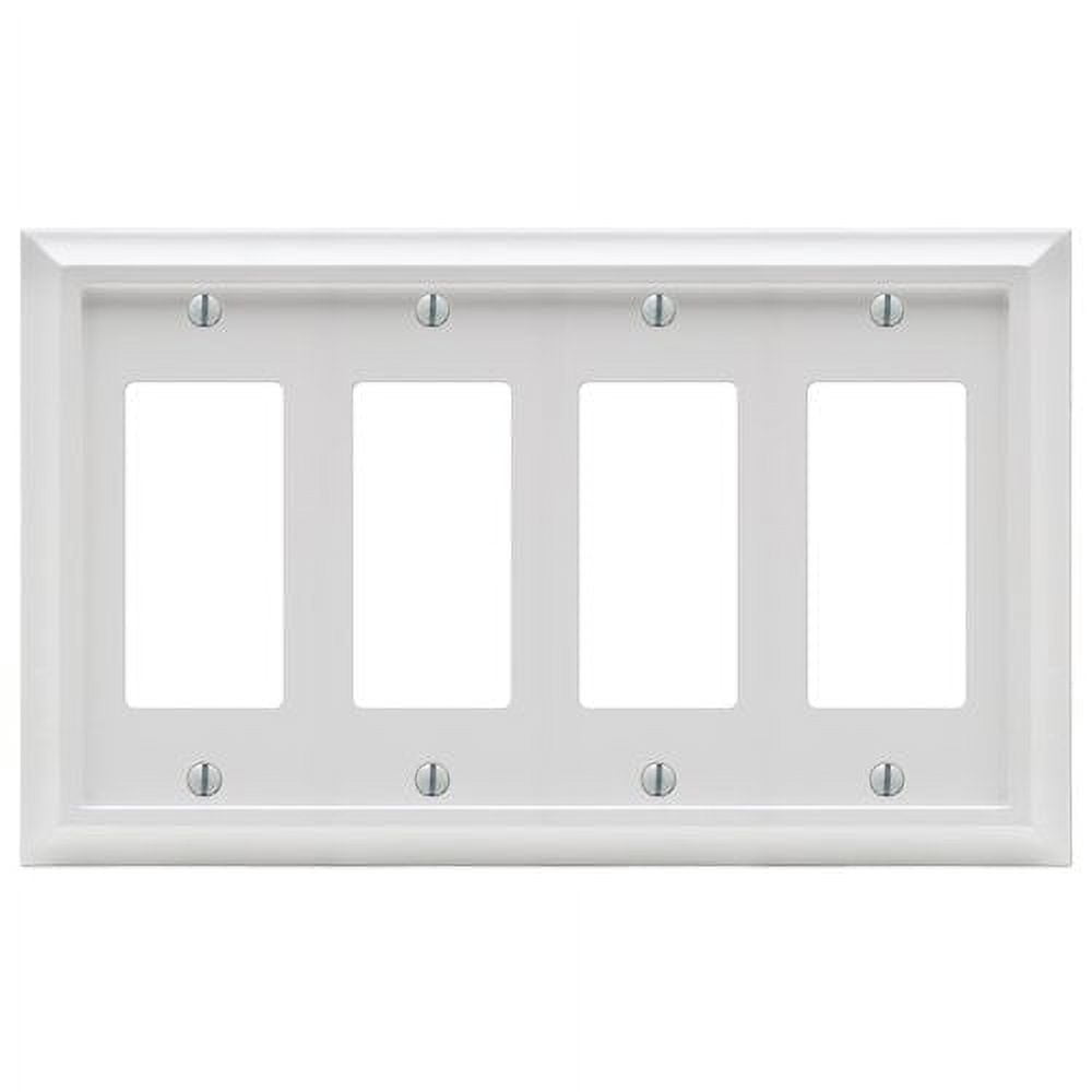 White Wood Quad Rocker 4-Gang Wall Plate