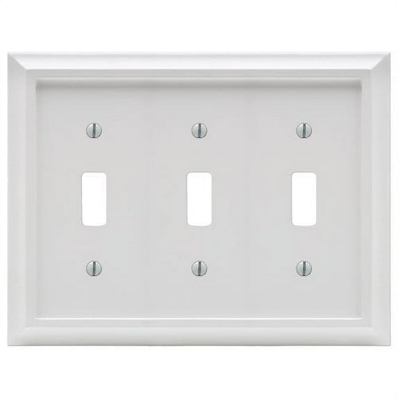 Amerelle 2040TTTW Deerfield Wallplate, 3 Toggle, Wood, White, 1-Pack