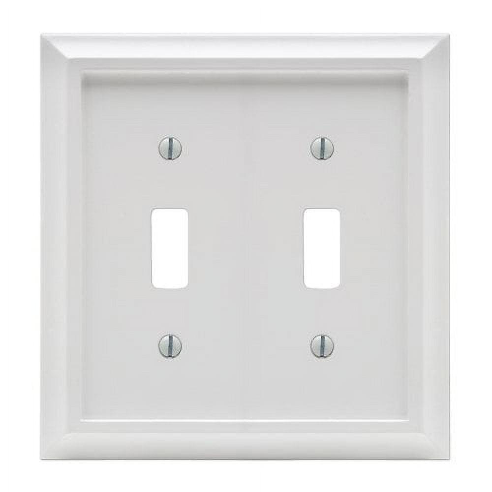 White Wood 2-Gang Toggle Light Switch Wall Plate