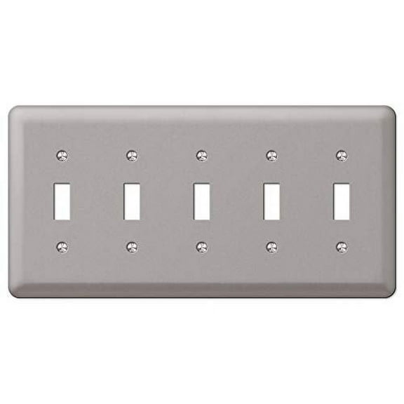 Amerelle 2T5PW Moderne Wallplate 5 Toggle Steel Brushed Nickel 1-Pack