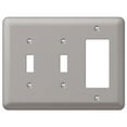thumbnail image 1 of Amerelle 2TTRPW Devon Wallplate, 2 Toggle / 1 Rocker, Steel, Brushed Nickel, 1-Pack, 1 of 3
