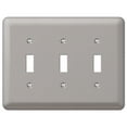 thumbnail image 1 of Amerelle 2TTTPW Devon Wallplate, 3 Toggle, Steel, Brushed Nickel, 1-Pack, 1 of 2