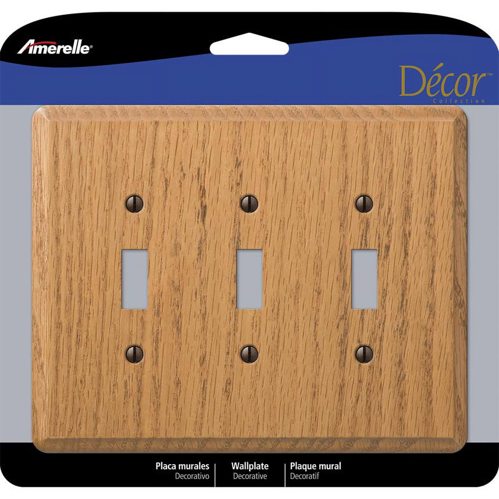Amerelle Light Oak 3-Gang Toggle Switch Wall Plate