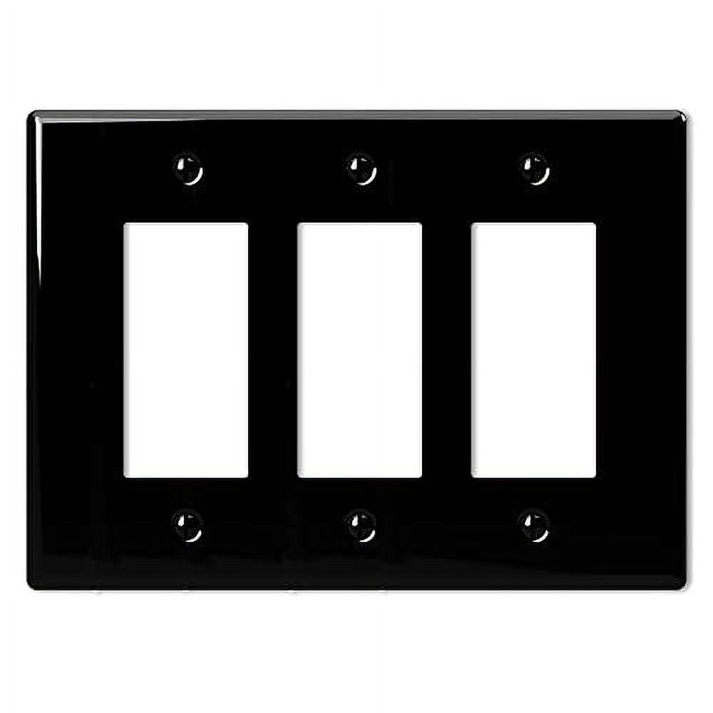 Amerelle 3000RRRBK Metro Wallplate, 3 Rocker, Ceramic, Black, 1-Pack