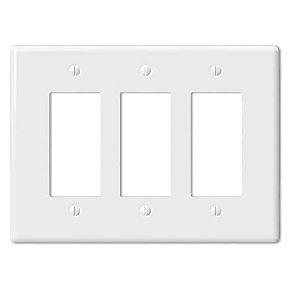 Amerelle 3000RRRW Metro Wallplate, 3 Rocker, Ceramic, White, 1-Pack