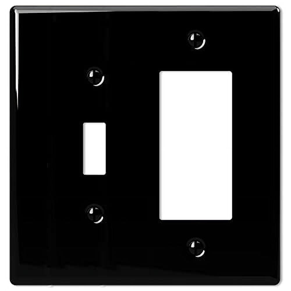 Amerelle 3000TRBK Metro Wallplate, 1 Toggle / 1 Rocker, Ceramic, Black, 1-Pack