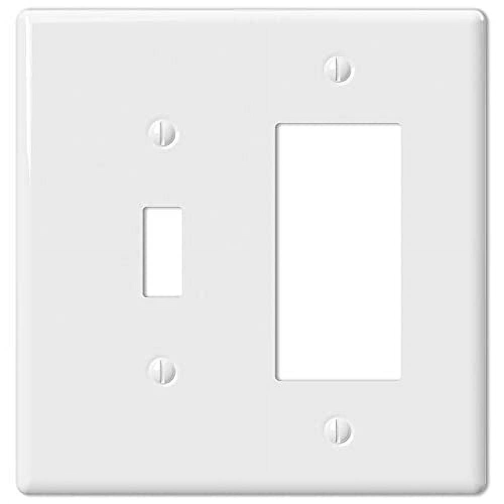 Amerelle 3000TRW Metro Wallplate, 1 Toggle / 1 Rocker, Ceramic, White, 1-Pack