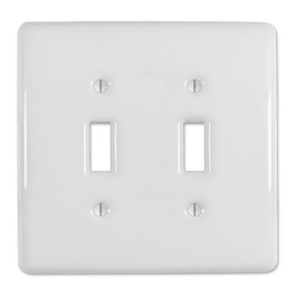 Amerelle 3000TTW Metro Wallplate, 2 Toggle, Ceramic, White, 1-Pack