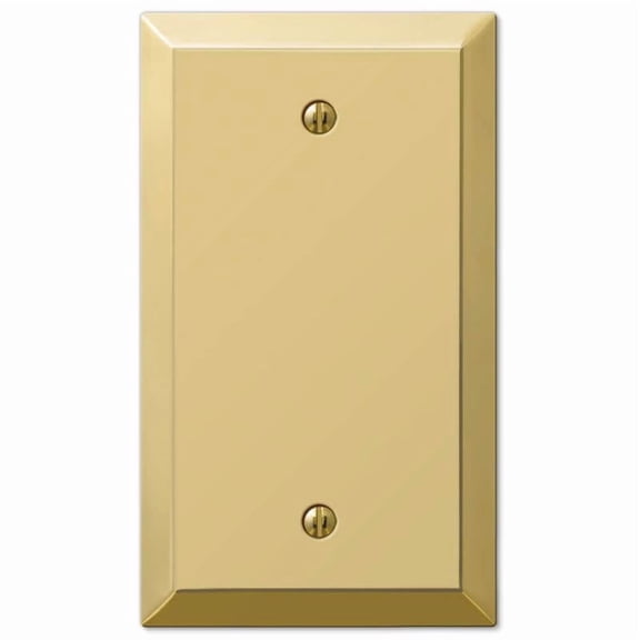 Amerelle 3009124 Century Polished Brass 1 Gang Stamped Steel Blank Wall Plate, Beige
