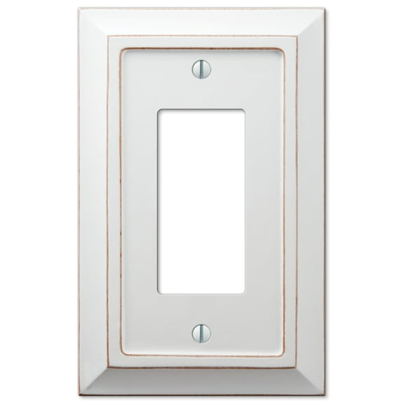 Amerelle 4040RDW Savannah Wallplate, 1 Rocker GFCI, Wood, White, 1-Pack