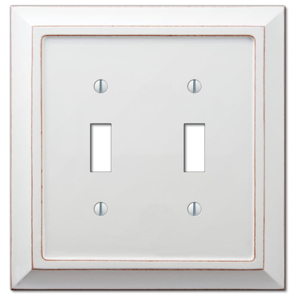 Savannah White Wood 2-Gang Toggle Wall Plate