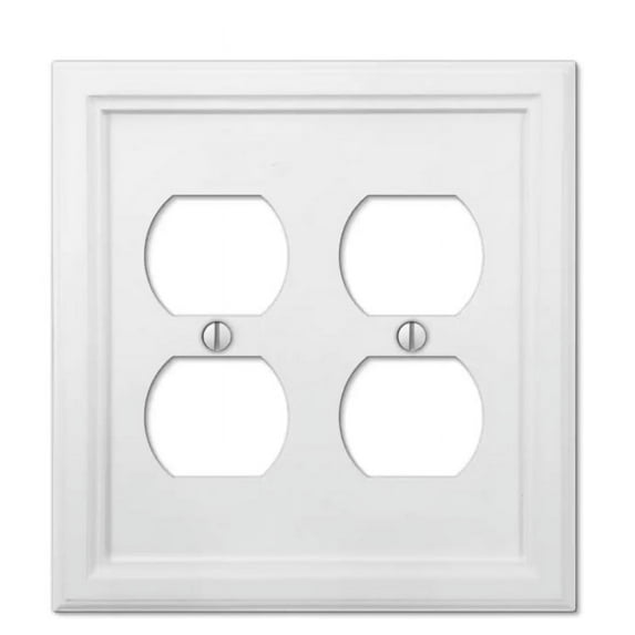Amerelle 4052DDW Elly Wallplate, 2 Duplex, Wood, White, 1-Pack