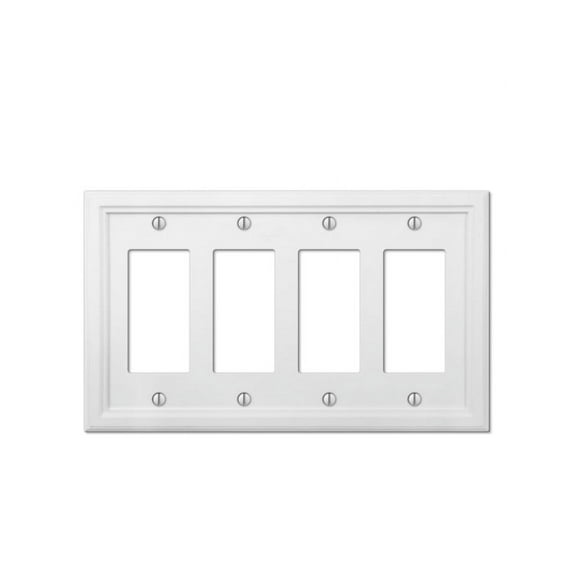 Amerelle 4052R4W Elly Wallplate, 4 Rocker, Wood, White, 1-Pack