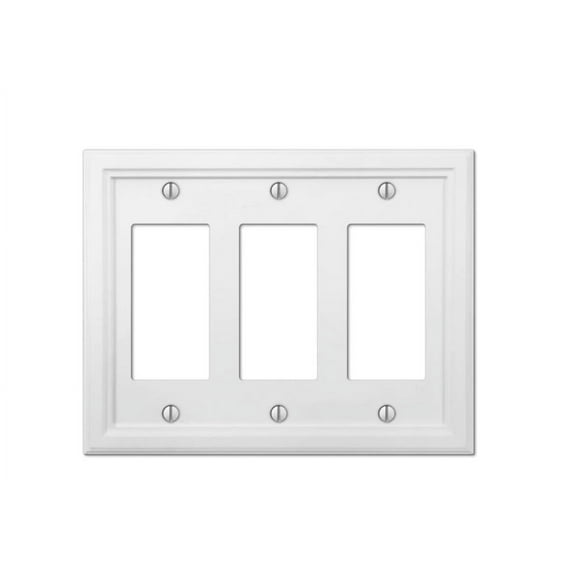 Amerelle 4052RRRW Elly Wallplate, 3 Rocker, Wood, White, 1-Pack