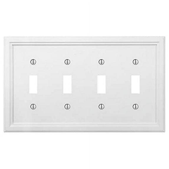 Amerelle 4052T4W Elly Wallplate, 4 Toggle, Wood, White, 1-Pack