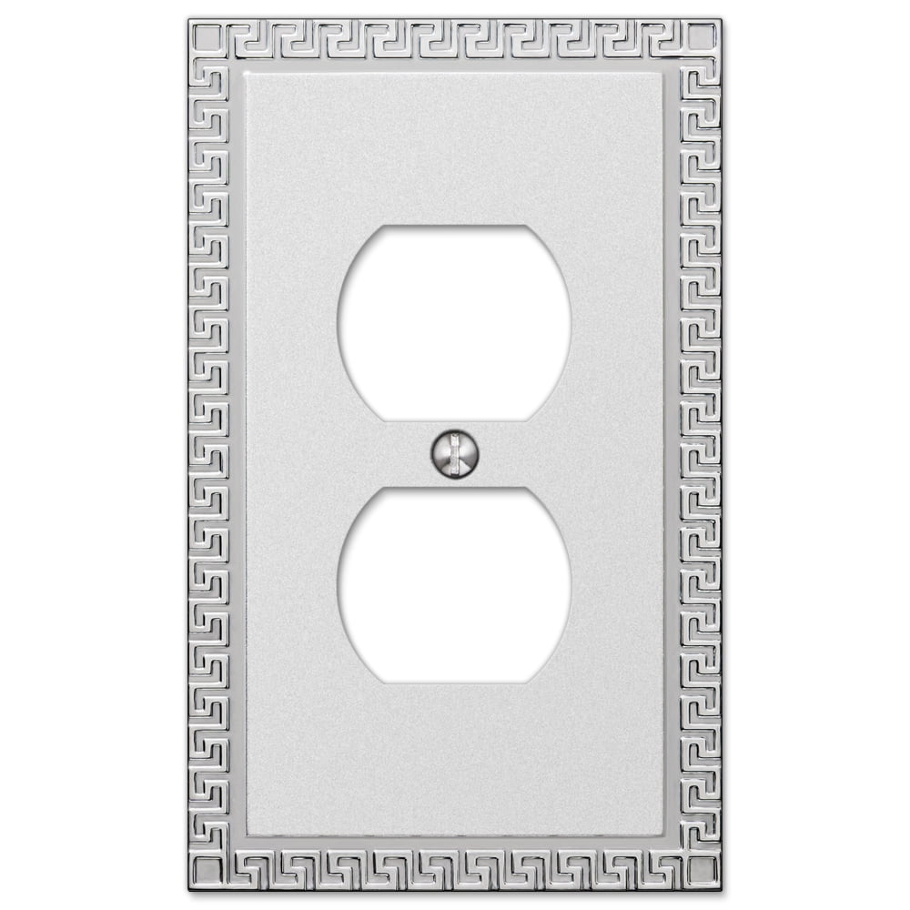 Greek Key Frosted Chrome 1-Gang Metal Wall Plate