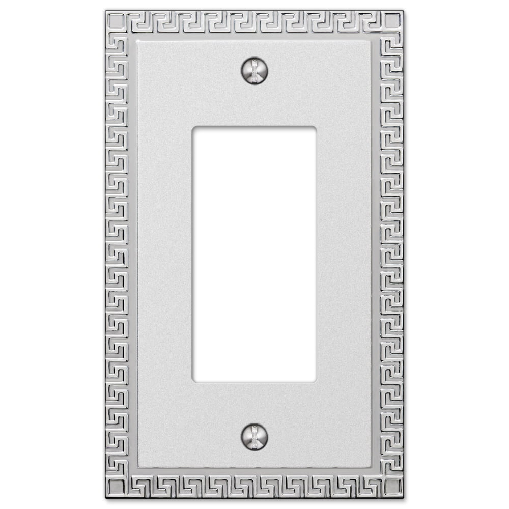Greek Key Frosted Chrome Metal Single Rocker Wall Plate