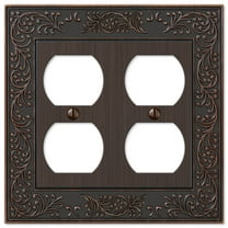 Amerelle 43DDVB English Garden Wallplate, 2 Duplex, Cast Metal, Aged Bronze, 1-Pack